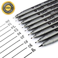 MISULOVE - Bolígrafos de tinta fineliner, bolígrafos multiliner de precisión para ilustración de artista, bocetos, dibujo técnico, manga, scrapbooking (9 tamaños/negro) - Arteztik
