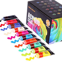 Juego de pintura acrílica para pintar, 24 colores acrílicos vibrantes de 0.7 fl oz para lienzo, madera, tela, cuero, cartón, papel y manualidades - Arteztik
