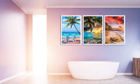 SIIYIX 6 juegos de pintura de diamante 5d con perforación completa, pintura de diamante Dotz por números, kits de playa para adultos y niños, regalos de inauguración de la casa, playa, barco, mar, atardecer, 12 × 16 pulgadas (un paquete de 6 juegos) - Arteztik
