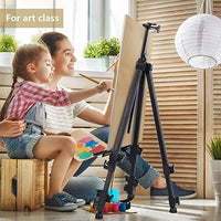 Ohuhu - Caballete para artistas, de 72 pulgadas, para exhibición, trípode de metal de aluminio, caballete de campo con bolsa para tabla/suelo/tablas abatibles, caballete de arte negro, altura ajustable de 25 a 72 pulgadas, suministros de arte escolar - Arteztik
