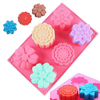 3 moldes de silicona para jabón de flores, 6 cavidades, molde para magdalenas, moldes con forma de flor, para hacer galletas de gelatina, chocolate, bandejas de jabón hechas a mano, color al azar - Arteztik

