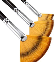 Juego de pinceles de pintura, juego de pinceles para abanico de artistas, brochas de madera largas para pintura, juego de pinceles para pintura al óleo, pintura acrílica, 3 piezas - Arteztik
