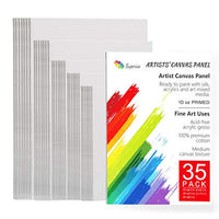 Superise - Paneles de lona para pintura, varios tamaños, 35 unidades, 4 x 6 pulgadas, 5 x 7 pulgadas, 8 x 10 pulgadas, 9 x 12 pulgadas, 11 x 14 pulgadas, en blanco - Arteztik
