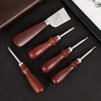 DaveandAthena 5 unidades de biselador de cuero y cuchillo de corte de piel, mango de madera, herramienta de corte biselado para bordes biselados, herramienta de corte de cuero para bricolaje (0.059 in, 0.047 in, 0.039 in, 0.031 in) - Arteztik

