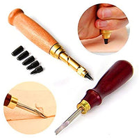 Yang Yao - Kit de herramientas de punzonado de cuero, 18 piezas de costura de trabajo de costura de trabajo de costura de la silla de montar Groover de cuero artesanía DIY herramienta - Arteztik
