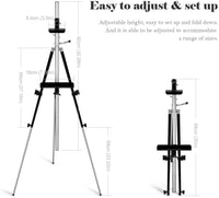 Caballete de metal Arrtx para artistas, soporte de metal, caballete de exhibición de hierro ultra grueso, fácil de transportar y configurar, altura ajustable de 35 a 82 pulgadas y peso de 3.3 libras, perfecto para artista de viaje - Arteztik
