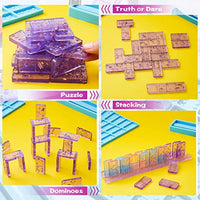2 Pieces Domino Mold and Domino Tray Mold Set 28 Cavities Domino Silicone Resin Mold Domino Tile Rack Epoxy Mold with 3 Boxes Metallic Foil Flakes for Candy Soap Clay Chocolate Pendants DIY Crafts - Arteztik
