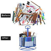Marbrasse organizador de escritorio de malla, rotación de 360 grados, soporte multifuncional para bolígrafos, 4 compartimentos, organizador de escritorio estático, caja de almacenamiento para suministros de arte para el hogar o la oficina - Arteztik
