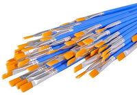 Juego de pinceles de pintura para artistas, pinceles planos de nailon, para óleo, acuarela, arte, modelos, pintura de uñas, pintura de roca, kits de pinceles para profesionales y niños, 30 unidades, color azul - Arteztik
