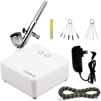 SAKAI Kit de aerógrafo de dos etapas portátil compresor de aire a presión Kit con aerógrafo Kit de limpieza para maquillaje arte pintura tatuaje decoración de pasteles belleza de uñas - Arteztik
