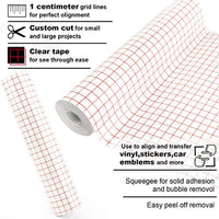 XPCARE Cinta de transferencia para vinilo, 12 pulgadas x 60 pies con rejilla de alineación roja para vinilo adhesivo, cinta de transferencia de vinilo de tamaño mediano para varias máquinas de corte - Arteztik
