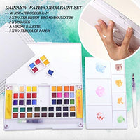 Dainayw Juego de acuarelas profesionales, 48 acuarelas surtidas, perfecto juego de acuarela, kit de acuarela de viaje, incluye 2 cepillos de agua, 2 esponjas y una paleta de mezcla - Arteztik
