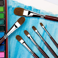 Juego de pinceles para artistas de pelo rojo y puro, para pintura acrílica de acuarela, mango de madera, 6 unidades - Arteztik
