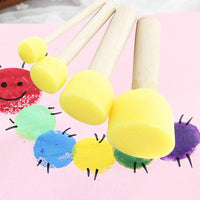 Royee - 8 esponjas de espuma amarillas con mango de madera para pintar, cabezal redondo, kit de varios tamaños para niños, herramientas de pintura, bricolaje, proyecto de arte - Arteztik
