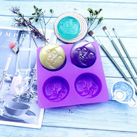 Molde de jabón de silicona para 4 cavidades Sun & Moon, molde de jabón de silicona para barra de loción casera, bombas de baño, arcilla polimérica, fabricación de resina DIY - Arteztik
