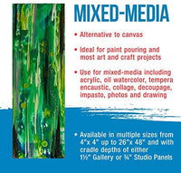U.S. Art Supply - Tableros de madera de abedul para verter, 4 x 12 pulgadas, galería, 1 – 1/2 pulgadas de profundidad, cuna (paquete de 4) – Lienzo de pared de madera de profundidad de artista – Pintura para manualidades mixtas, acrílico, aceite, encausta - Arteztik

