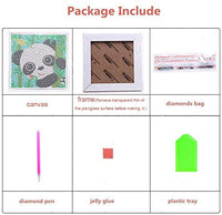 LAN WHALE Easy 5D Kit de pintura de diamante para niños, kit completo de pintura por número con marco de madera - Panda 6 x 6 pulgadas (rosa) - Arteztik
