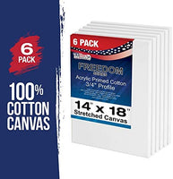 US Art suministro gratuito 14 x 18 inch ácido calidad profesional Perfil lona 6-Pack – 3/4 12 onza PRIMED Gesso – (1 Full Caso de 6 Individuales Lienzos) - Arteztik
