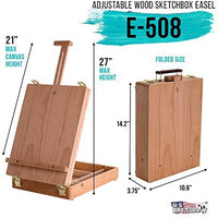 U.S. Art Supply Antigua - Caballete de madera ajustable para mesa de dibujo, madera de haya de alta calidad, estuche de almacenamiento portátil de madera para artistas, para almacenar pintura de arte, rotuladores, bloc de dibujo, caja para dibujo, pintura - Arteztik
