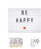 Onerbuy - Caja de luces de cine con luces LED y letras decorativas con símbolos para festivales, cumpleaños, aniversario, boda, motas, tamaño A4 - Arteztik
