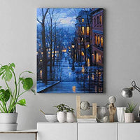 Lin-A-Lex - Pintura para manualidades con números para adultos y niños, paisaje urbano de invierno, pintura apta para principiantes, con cepillos suaves, aceites de pigmento acrílico y ganchos para colgar (sin marco) - Arteztik
