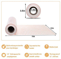 Cinta de papel de transferencia de vinilo transparente Roll-12 x 70 pies de alineación de rejilla de aplicación para Cameo o Cricut vinilo autoadhesivo para calcomanías, letreros, paredes, ventanas y otras superficies lisas - Arteztik
