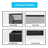 Wellerly Mesh Desk Organizer, Pencil Holder, Office Multi-Functional Desktop Organizer Collection - 9 Compartments with A Storage Rack - Markers Pen Holder for Office School Home Art Supply - Black - Arteztik
