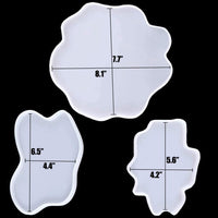 Moldes de silicona para posavasos de bricolaje, juego de 3 moldes flexibles irregulares de resina epoxi para hacer copas, bolígrafos, jabones, velas, resina, manualidades, rodajas de ágata sintética, posavasos, decoración del hogar - Arteztik
