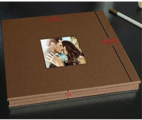 LUNIQI - Álbum de fotos autoadhesivo, 40 páginas de lino, tapa dura magnética, cubierta de arpillera con ventana para cumpleaños, día de San Valentín, libro de recuerdos de viaje, 11 x 10.6 pulgadas con un bolígrafo metálico - Arteztik

