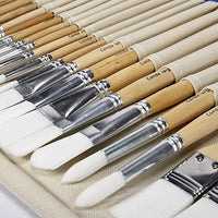Conda - Juego de 24 pinceles de pintura de diferentes formas, mango ergonómico de madera profesional con estuche organizador para acuarela acrílica, pintura de roca - Arteztik
