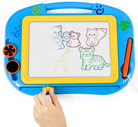 KIKOOTOYS - Divertido tablero magnético de dibujo para niños - Magna Doodle Board con borrable, juguetes para niños pequeños bocetos de escritura colorida borrable, juguete educativo para niños (azul) - Arteztik
