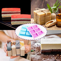 Moldes de silicona para jabón, 6 cavidades rectangulares de silicona para moldes de jabón caseros, molde para tartas, molde de chocolate y bandeja de cubitos de hielo, juego de 3 moldes (azul y verde y rosa). - Arteztik
