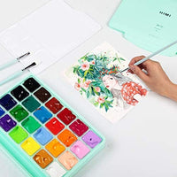 HIMI Gouache - Juego de 24 pinturas no tóxicas de colores vibrantes con paleta de pinceles, portátil para artistas, pintura sobre lienzo, papel de acuarela, pigmento rico, 1.0 fl oz/taza - Arteztik
