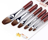 Juego de pinceles para artistas de pelo rojo y puro, para pintura acrílica de acuarela, mango de madera, 6 unidades - Arteztik
