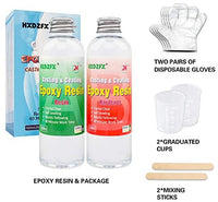 Kit de revestimiento de cristal transparente de resina epoxi 33.8 fl oz/38.4 oz – 2 piezas de resina de fundición para arte, manualidades, fabricación de joyas, mesas de río, guantes, taza de medición y palos de madera - Arteztik
