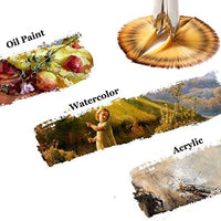Juego de pinceles de pintura, juego de pinceles para abanico de artistas, brochas de madera largas para pintura, juego de pinceles para pintura al óleo, pintura acrílica, 3 piezas - Arteztik

