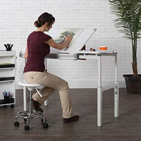 Mesa de trabajo Studio Designs Graphix II. Escritorio de 53.75 x 31.25 x 27-38.75 pulgadas (ancho x diámetro x altura), blanco/gris 10210 - Arteztik
