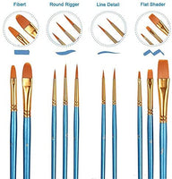 Suproot Juego de pinceles de pintura, 10 pinceles planos para acuarela, aceite, pintura acrílica y manualidades, uñas, pintura facial (cepillo azul) (negro) - Arteztik
