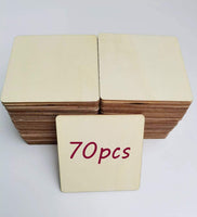 70 piezas de 3.9 in de madera cuadrada sin terminar de madera en blanco, piezas de madera para posavasos de madera, manualidades y decoración del hogar - Arteztik
