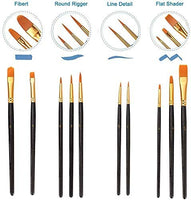 Suproot Juego de pinceles de pintura, 10 pinceles planos para acuarela, aceite, pintura acrílica y manualidades, uñas, pintura facial (cepillo azul) (negro) - Arteztik

