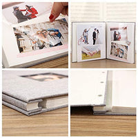 LUNIQI - Álbum de fotos autoadhesivo, 40 páginas de lino, tapa dura magnética, cubierta de arpillera con ventana para cumpleaños, día de San Valentín, libro de recuerdos de viaje, 11 x 10.6 pulgadas con un bolígrafo metálico - Arteztik

