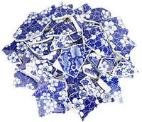 Lanyani Roto China Mosaico Azulejos, Azulejo de cerámica de porcelana azul y blanca esmaltado irregular para manualidades - Arteztik
