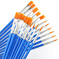 Juego de 50 pinceles de pintura, mango de plástico corto, cepillos de pelo de nailon para pintura acrílica, acuarela, arte, para niño, artista, estudiante, principiante, Mix(25plana +25round#1) - Arteztik
