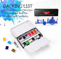 Artistas acuarela juego de pintura removible acuarela kits de pintura suministros de arte de pintura regalos para mujeres, adultos, niños, suministros de pintura profesional con paleta, acuarela pincel bolígrafos (24 colores) - Arteztik
