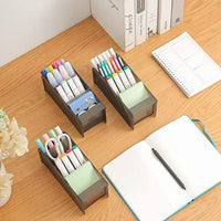 Organizador de escritorio grande de 3 piezas - Organizador de bolígrafos para oficina, escuela, suministros para el hogar, soporte de almacenamiento de bolígrafo blanco translúcido, alta capacidad, juego de 3, 12 compartimentos (soporte grande para bolígr - Arteztik
