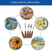 DerBlue Juego de 5 cuchillos de paleta de artista de acero inoxidable, espátula, paleta, cuchillo, rascador de mezcla, herramientas de arte delgadas y flexibles para pintura al óleo, mezcla acrílica, etc. - Arteztik
