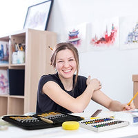 VisuartPRO Juego de pinceles de pintura acrílica con 15 pinceles de artista de primera calidad y 24 colores de pintura acrílica, kit definitivo para lienzo, madera, cerámica, tela (juego de pintura acrílica) - Arteztik
