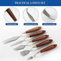 DerBlue Juego de 5 cuchillos de paleta de artista de acero inoxidable, espátula, paleta, cuchillo, rascador de mezcla, herramientas de arte delgadas y flexibles para pintura al óleo, mezcla acrílica, etc. - Arteztik
