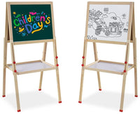 LingXiStudio - Caballete de madera todo en uno para niños con rollo de papel de doble cara para pizarra blanca, accesorios magnéticos - Arteztik
