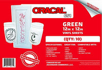(5), (10) o (25) hojas de 12.0 in x 12.0 in – Vinilo adhesivo para manualidades Oracal 651 verde para crickut, silueta, cameo, cortadores de manualidades, impresoras y calcomanías – Acabado brillante y exterior y permanente - Arteztik
